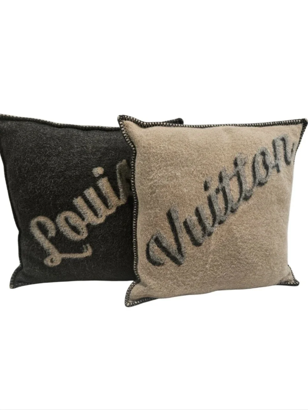 Louis Vuitton Two-Tone Wool-Cashmere Pillows/Cushions – Pair of 2